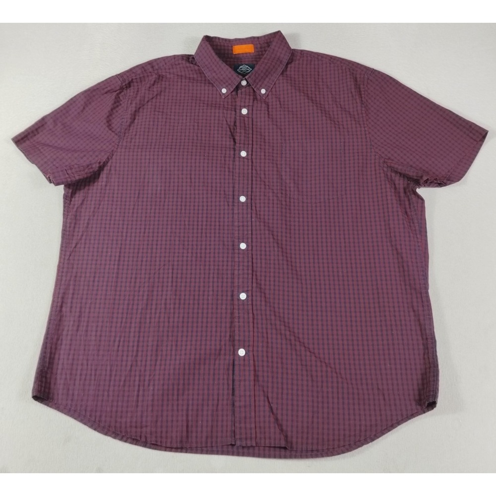 St. John's Bay Shirt Mens 2XL Red Check Short Sleeve Button Up Summer Office